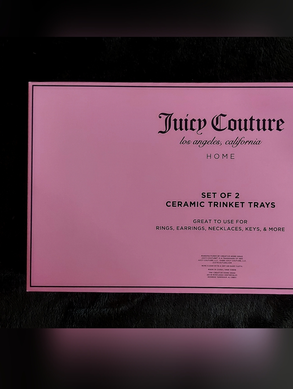 Juicy Couture Pink Lip Pattern Ceramic Trinket Tray Set - Picture 3 of 4